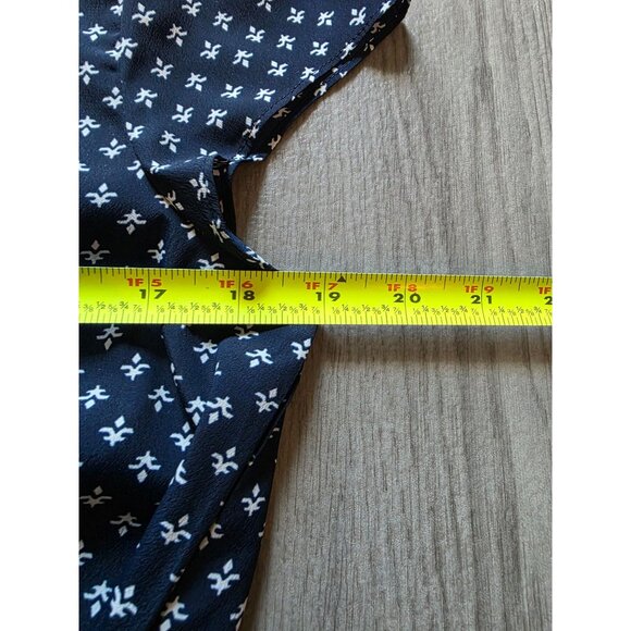 Tommy Hilfiger Womens Navy Blue Short Sleeve Button-Down Blouse With Tie Waist M - Picture 8 of 8